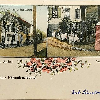 Bild1870a 2.11.1914 Postkarte Gasthaus Hähnchenmühle Vorderseite